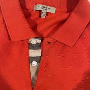 BURBERRY Orange LOGO Polo NOVA CHECK!! ORIG $245+